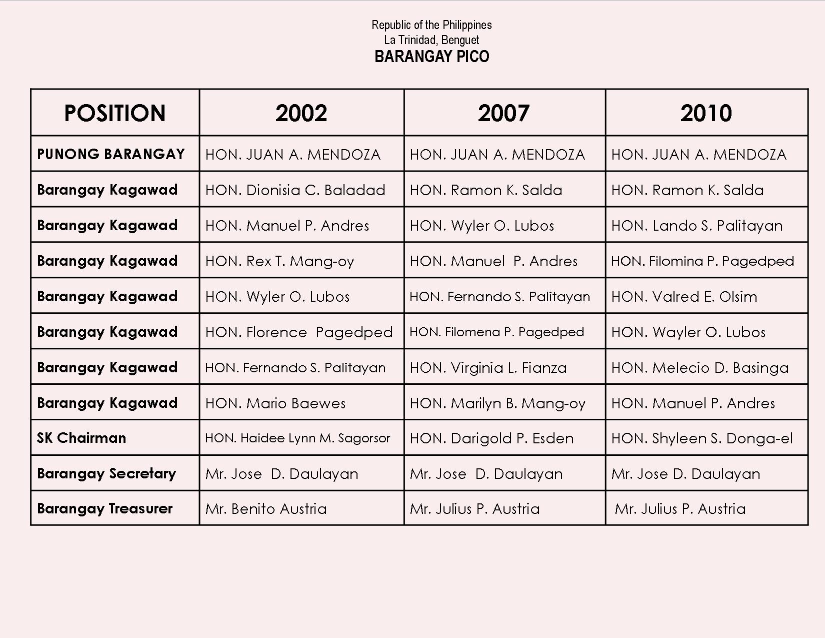Barangay Organizational Chart Sample